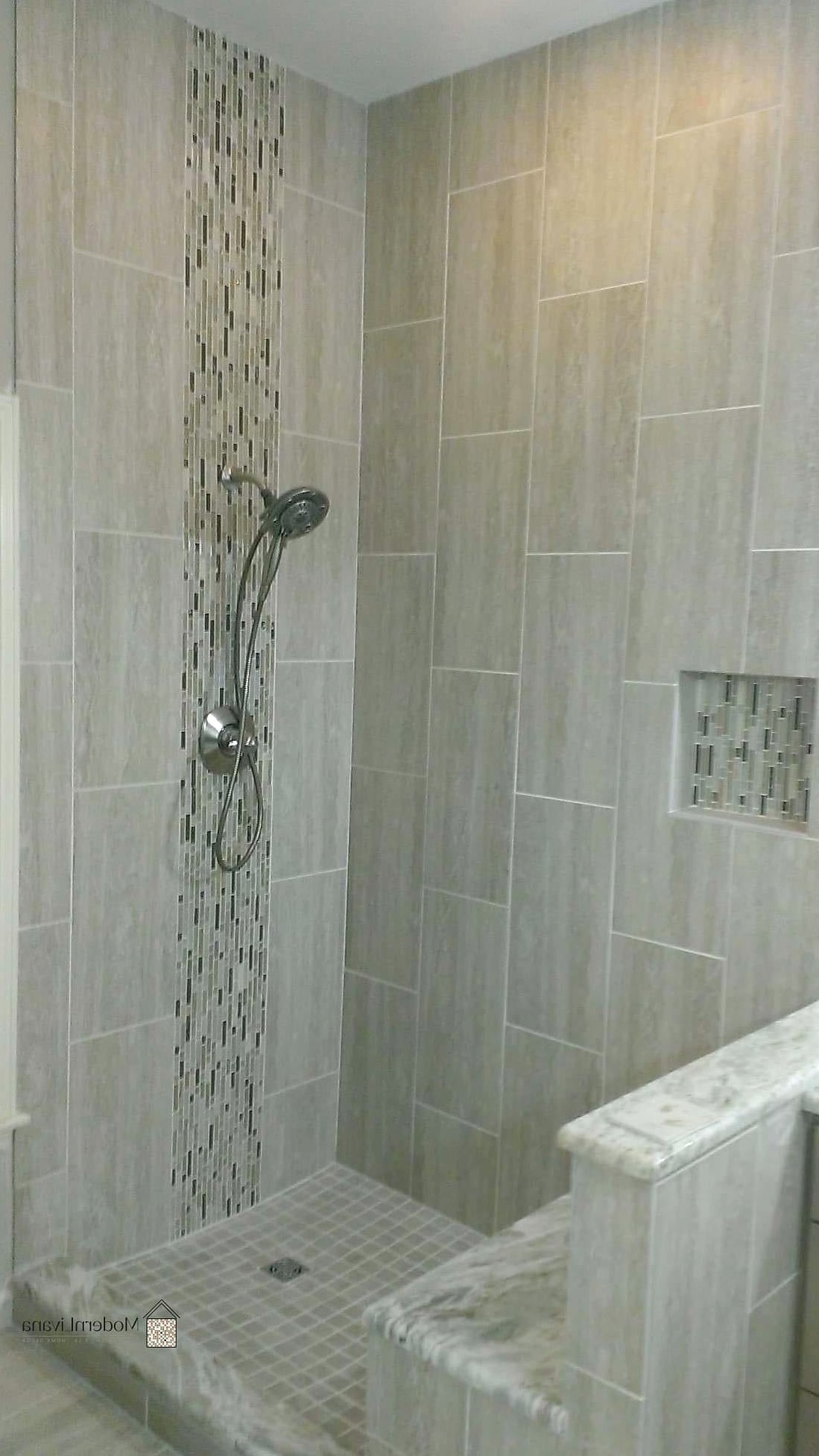 Vertical Tile in a Built-In Bench Nook