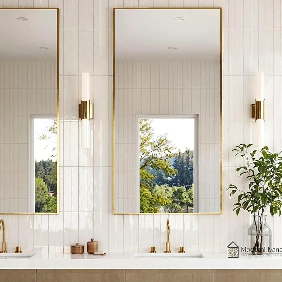 Vertical Tile Around Open Shelving
