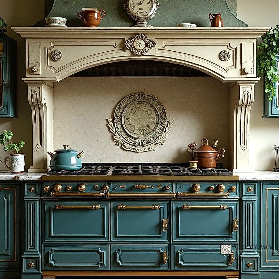 Vintage-Style Range with Brass Trim