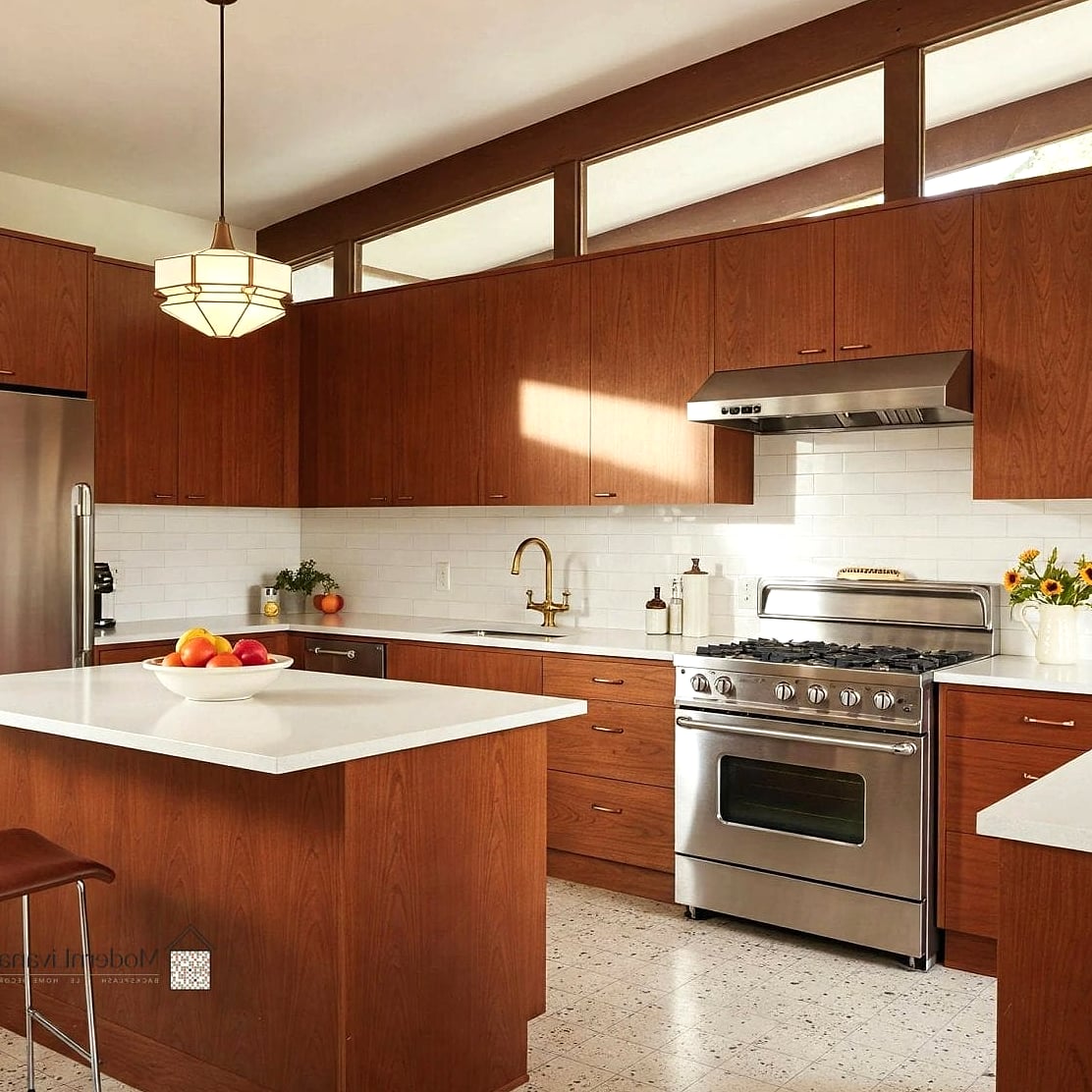 Walnut Cabinets with Flat-Panel Doors