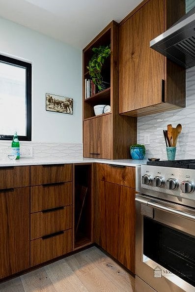 Walnut Slab Open Shelving