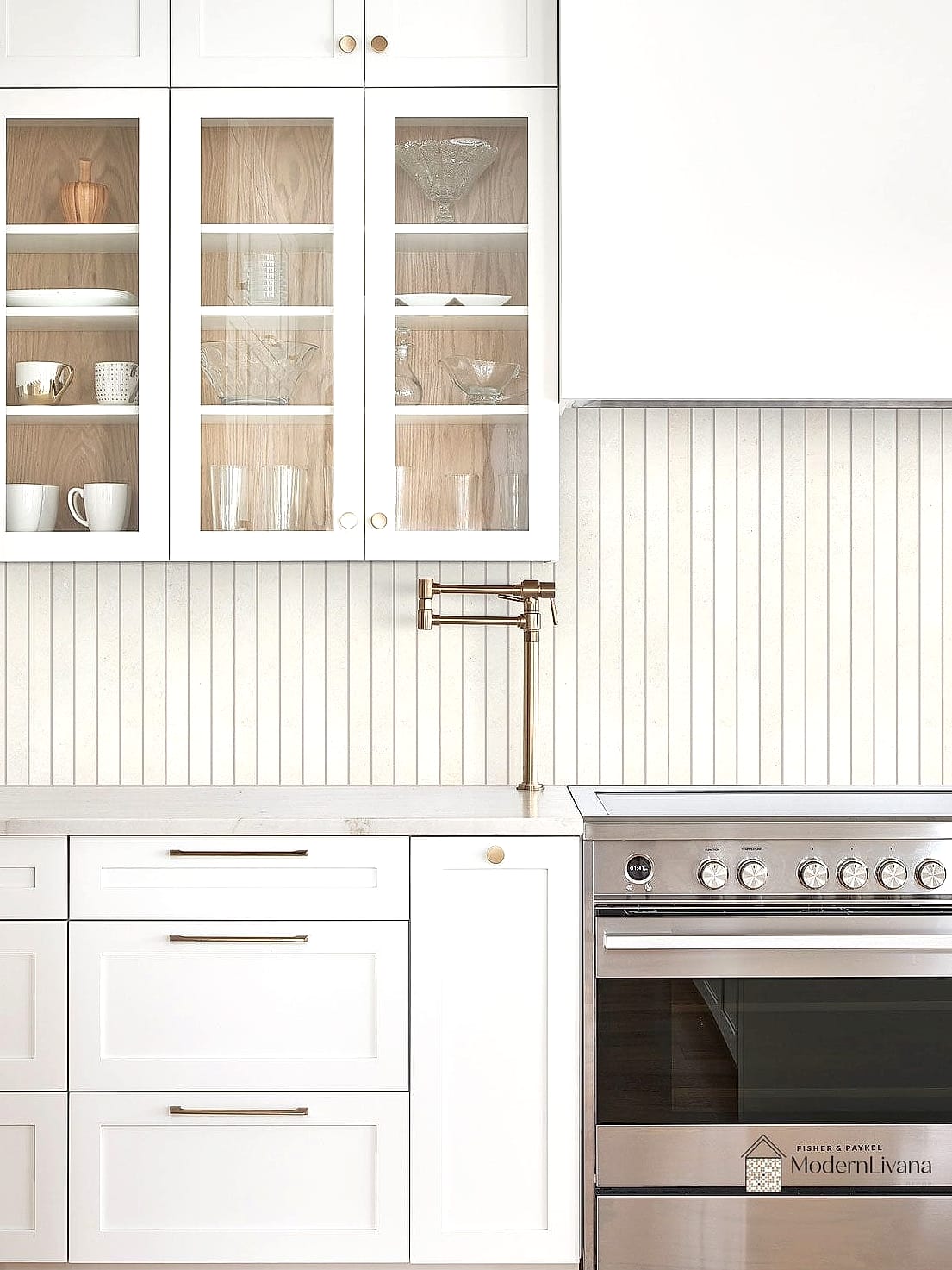 Warm Beige Glass Sheet Backsplash