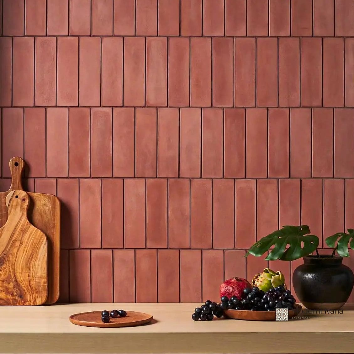 Warm Terracotta Tile Backsplash