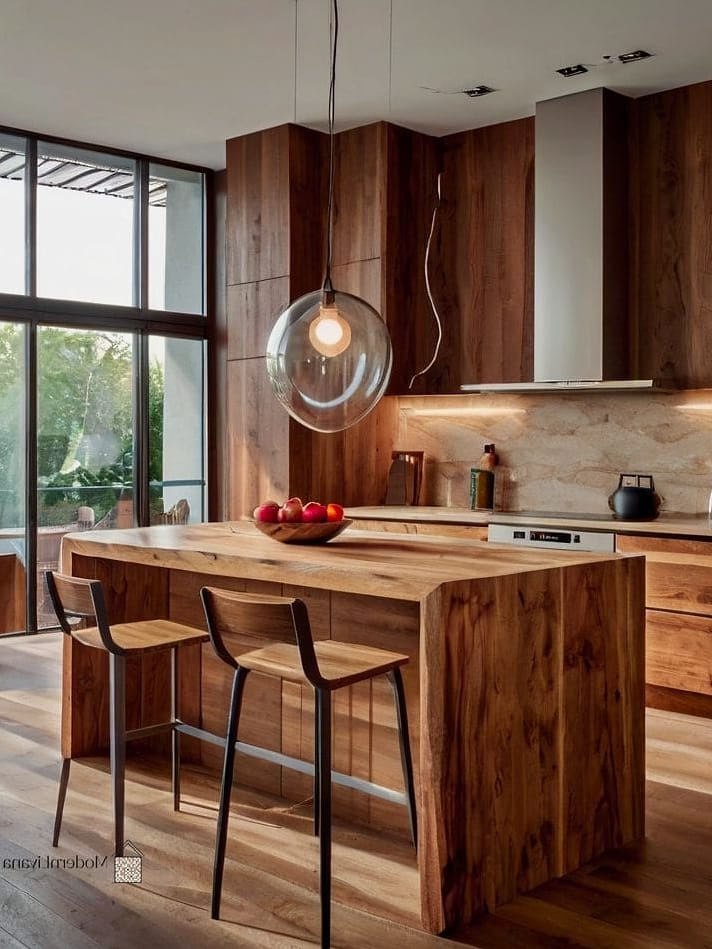 Warm Wood Tone Cabinets
