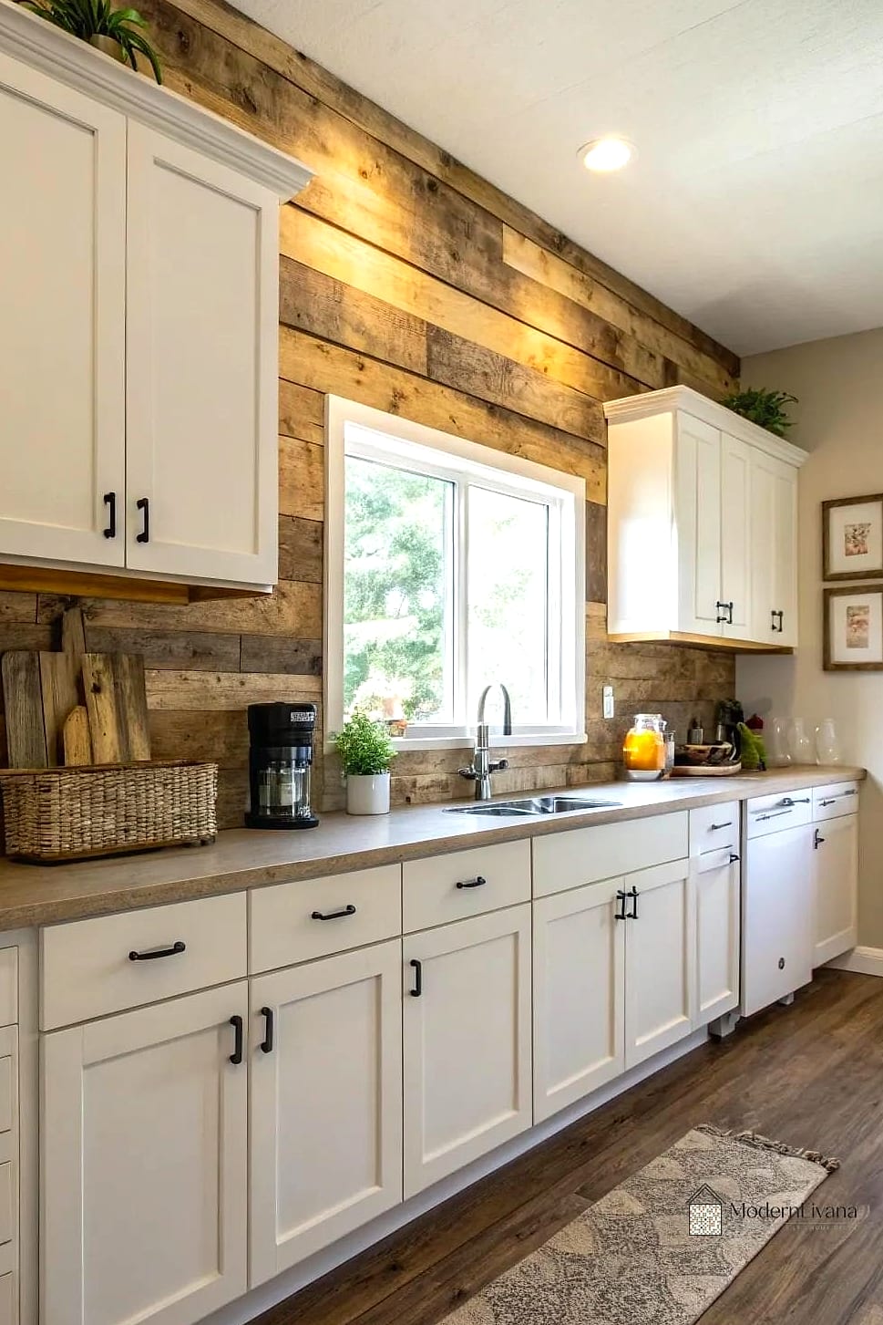 Warm Wood Accent Backsplash