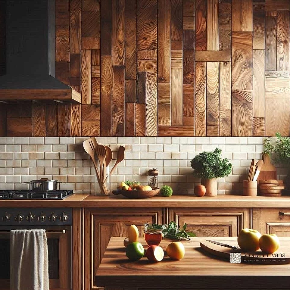 24 Kitchen Backsplash Ideas to Inspire Your Next Renovation 17 Warm Wood Backsplash Panels