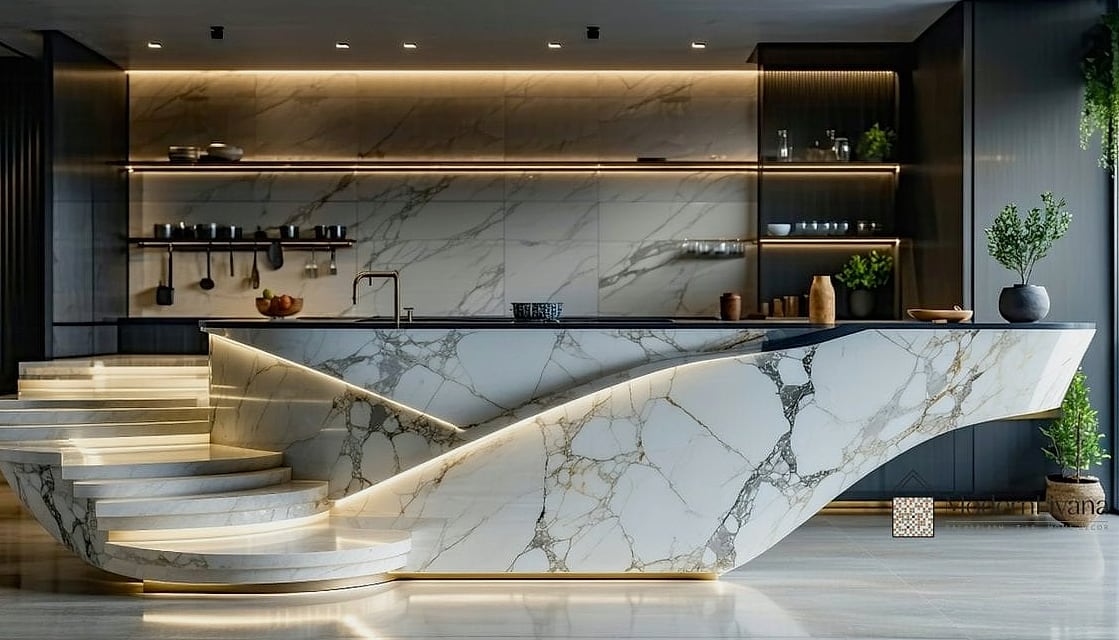Waterfall Edge with Matching Backsplash