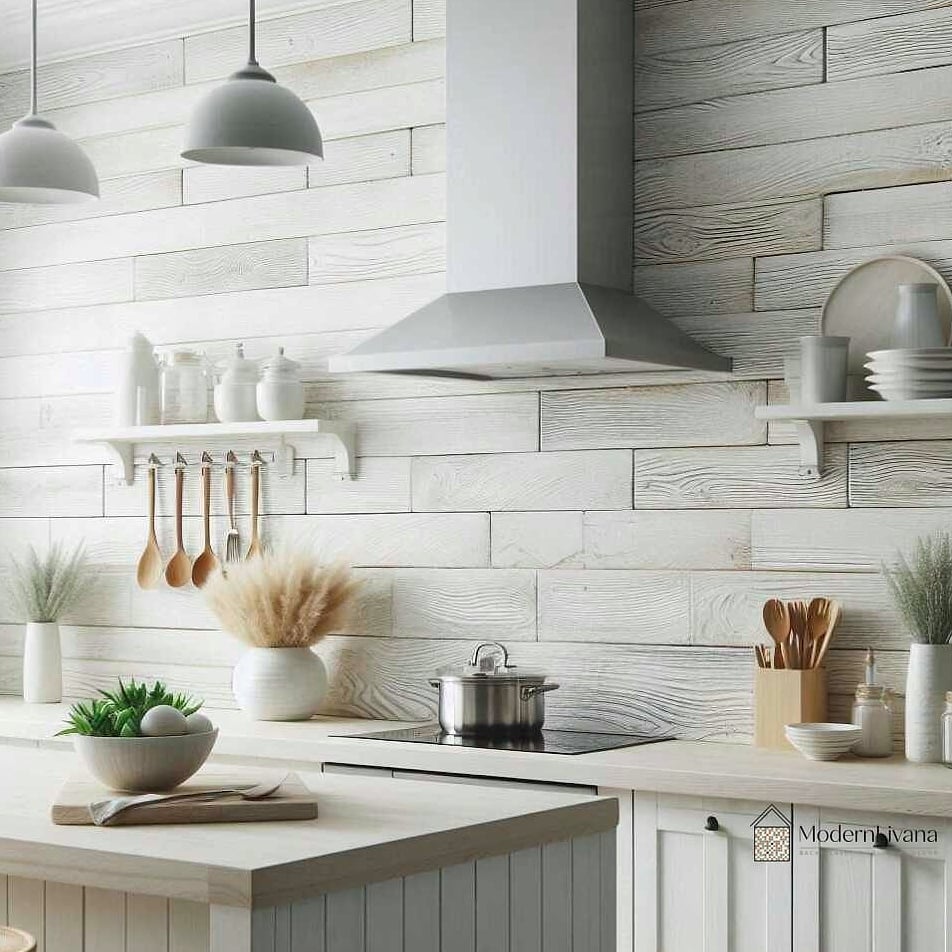 23 White Backsplash Ideas That Will Transform Your Space 16 White Backsplash with Wood Accents