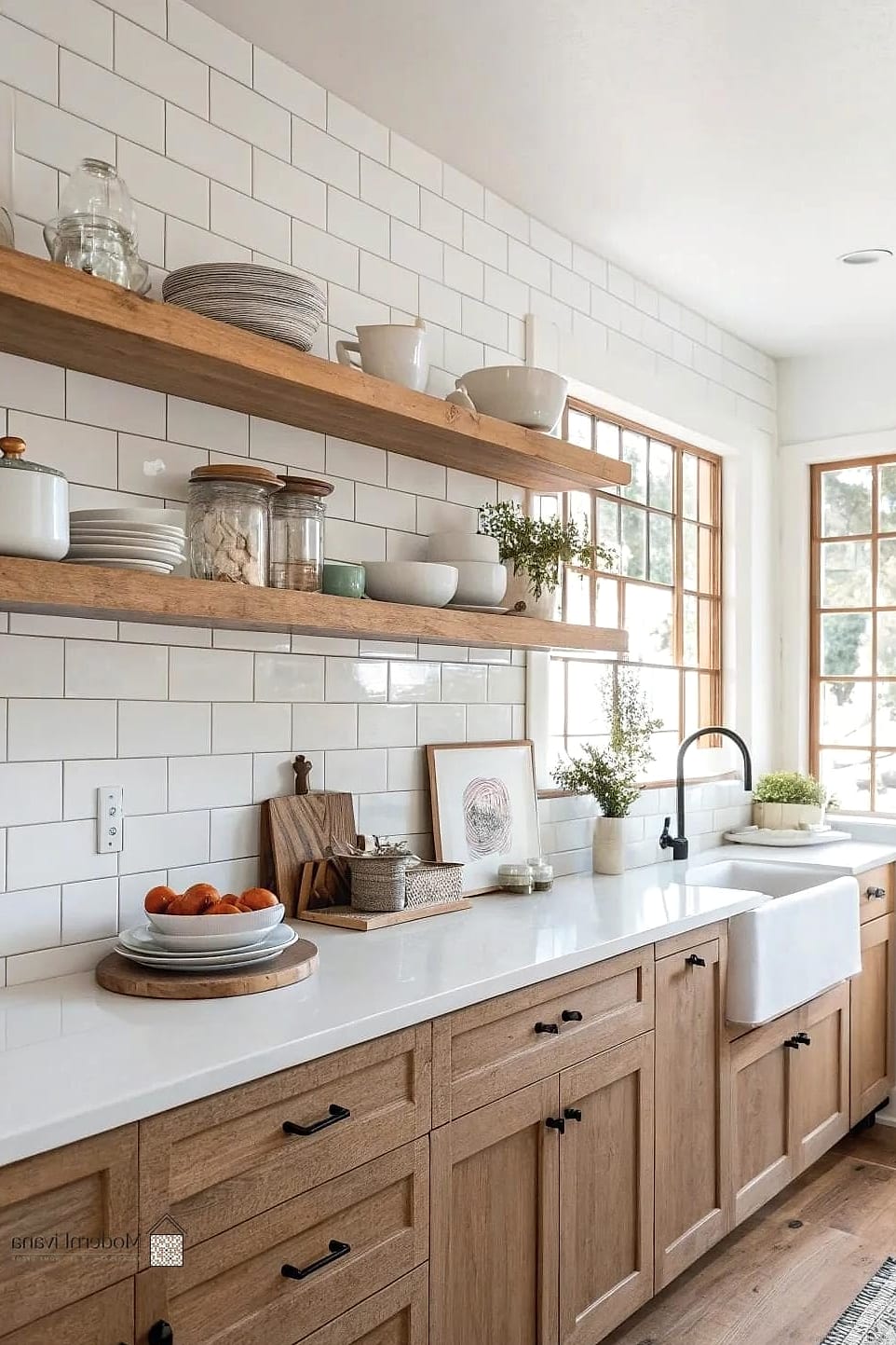 20 White Backsplash Ideas That Will Transform Your Space 19 White Backsplash with Open Shelving