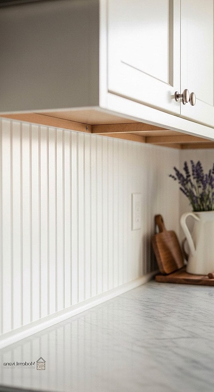 White Beadboard Backsplash