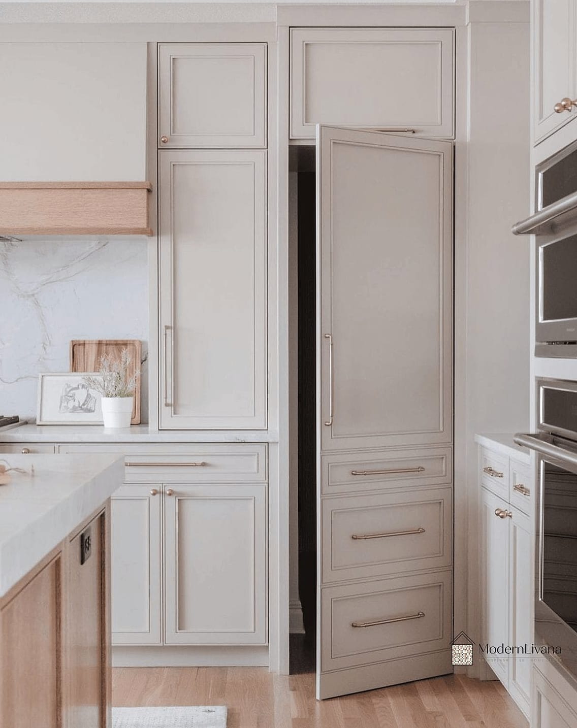 White Cabinets with Hidden Storage Systems