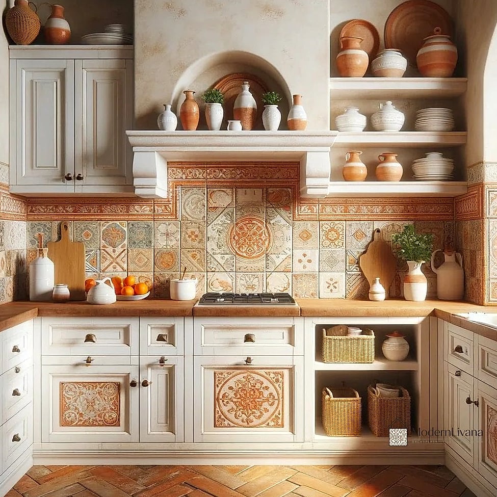 24 Terracota Backsplash Ideas to Inspire Your Next Renovation 8 White Cabinets with Terracotta Warmth