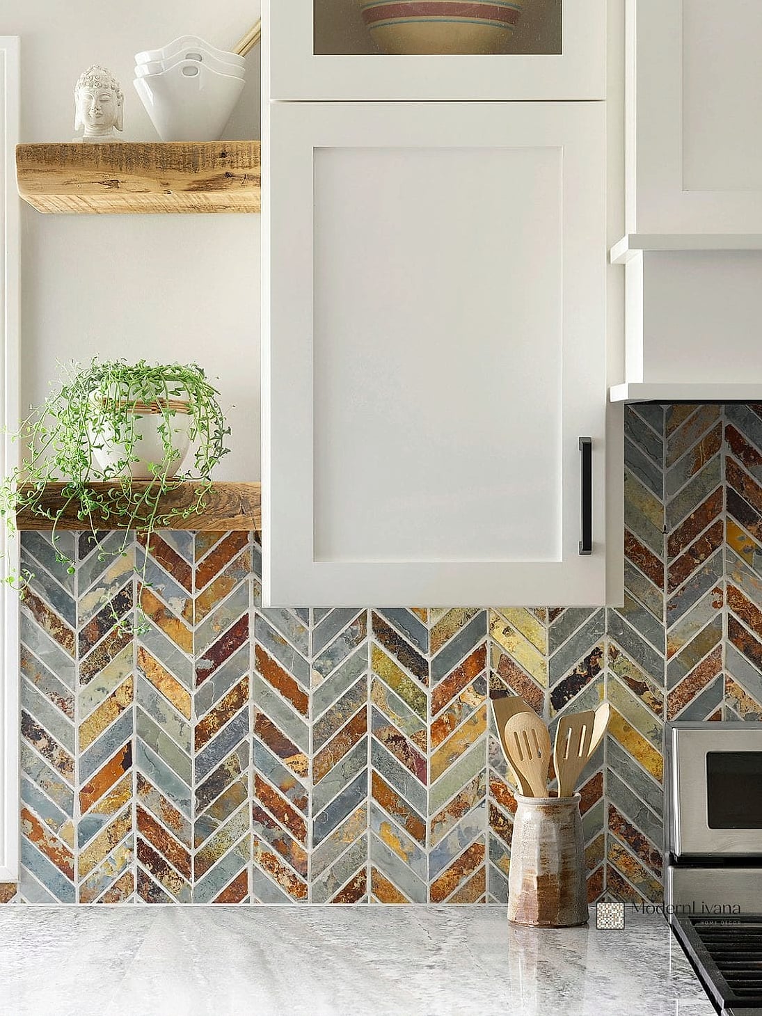 22 White Chevron Backsplash Ideas That Maximize Style and Function 14 13. White Ceramic Chevron Tile with Handmade Texture