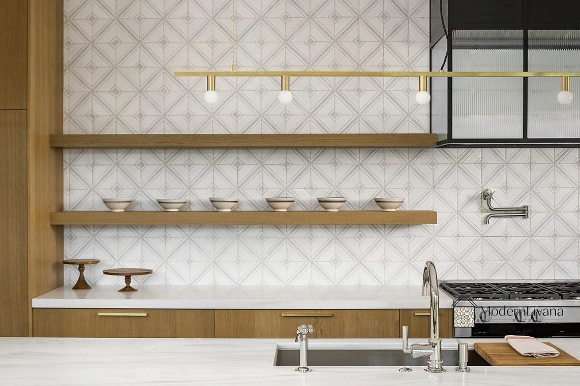 20 White Backsplash Ideas That Will Transform Your Space 20 White Geometric Tile Design