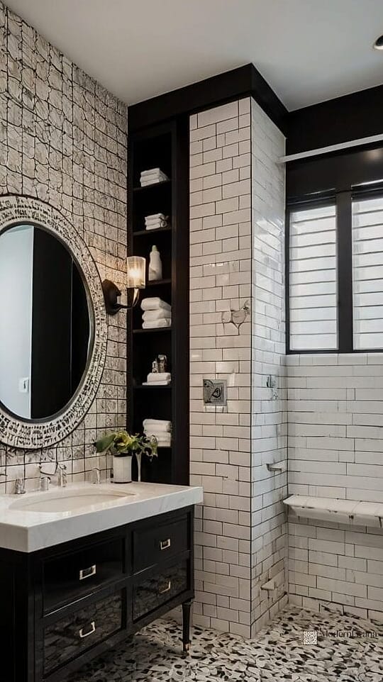 White Glass Tile with Black Grout