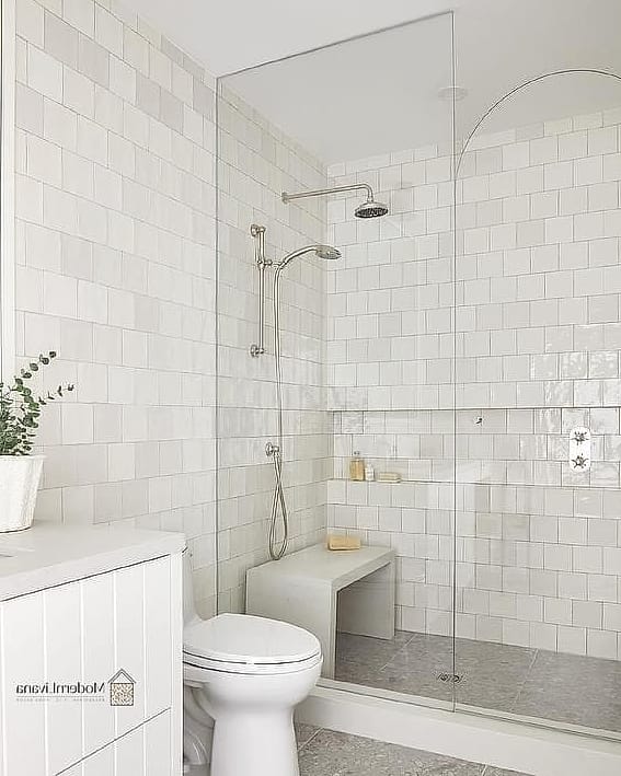 White Glass Tile as a Bathroom Backsplash Too