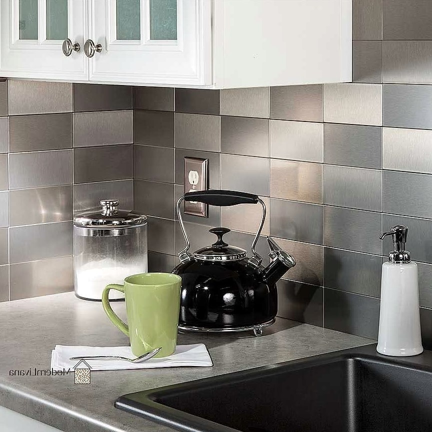 27 White Glass Metal Backsplash Ideas That Are Absolutely Worth It 24 White Glass Peel-and-Stick Metal Look Backsplash