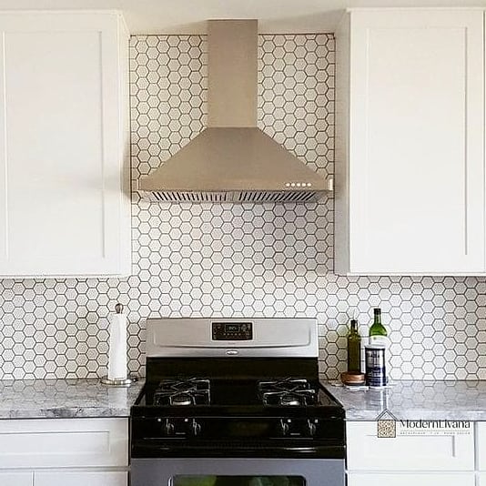 White Hexagon in a Small Kitchen