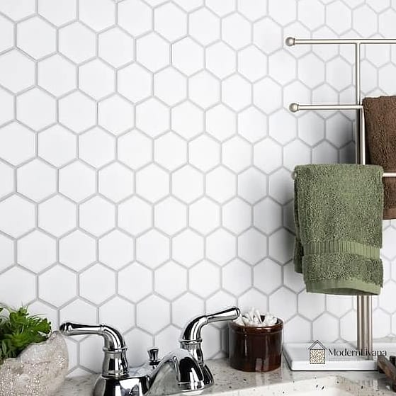 White Hexagon Porcelain Tile