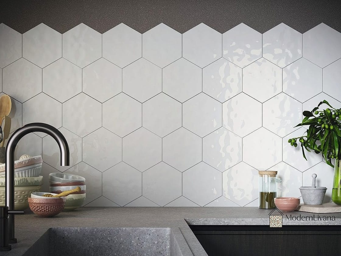 26 White Backsplash Ideas That Will Transform Your Space 11 White Hexagon Tile Design