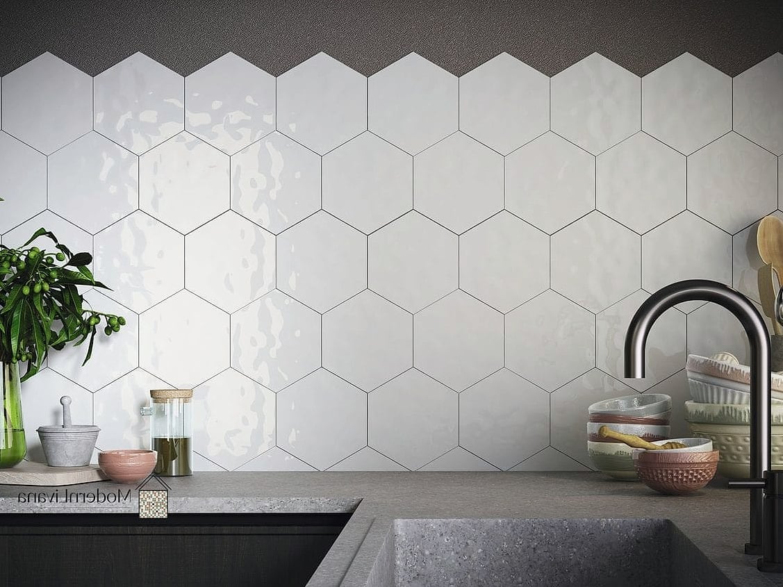 23 White Backsplash Ideas That Will Transform Your Space 13 White Hexagon Tile Backsplash