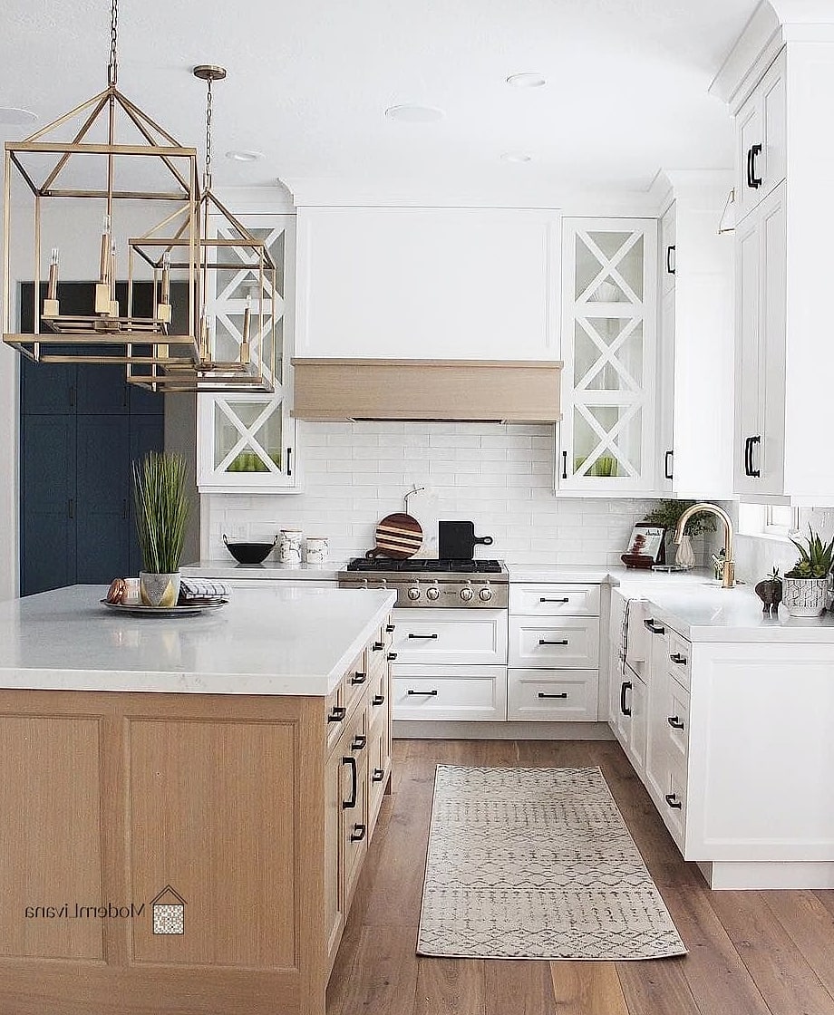White Kitchen Island with a Contrasting Base