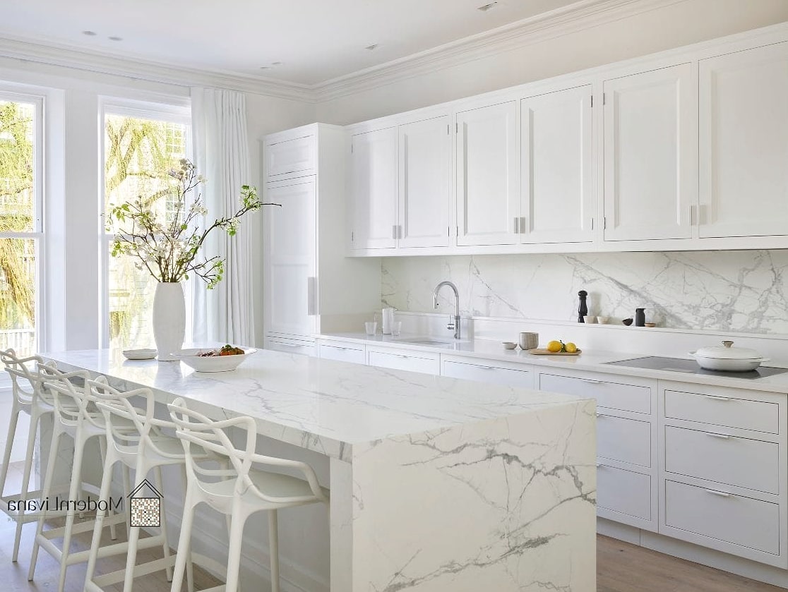 White Kitchens with Natural Stone Flooring