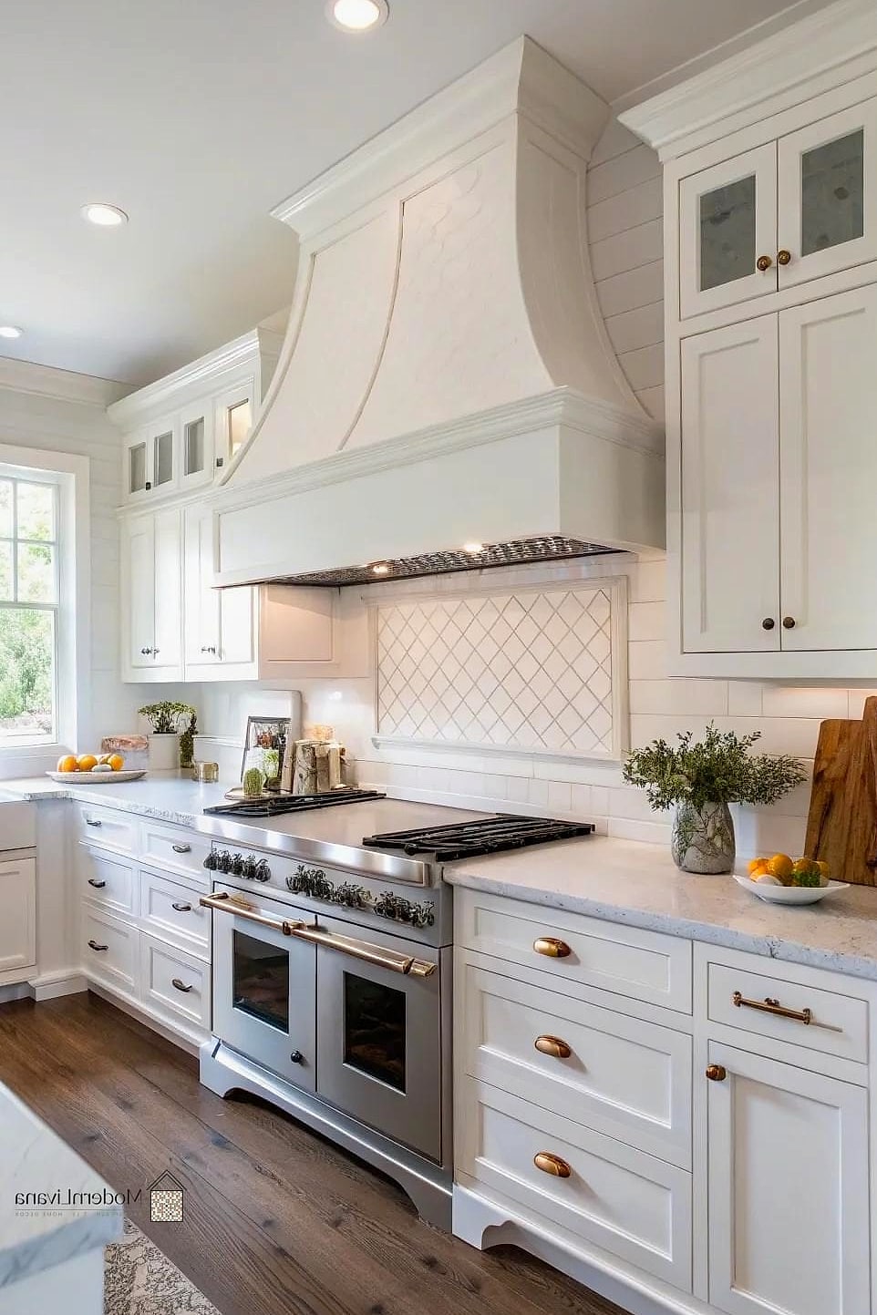 White Kitchens with Statement Lighting