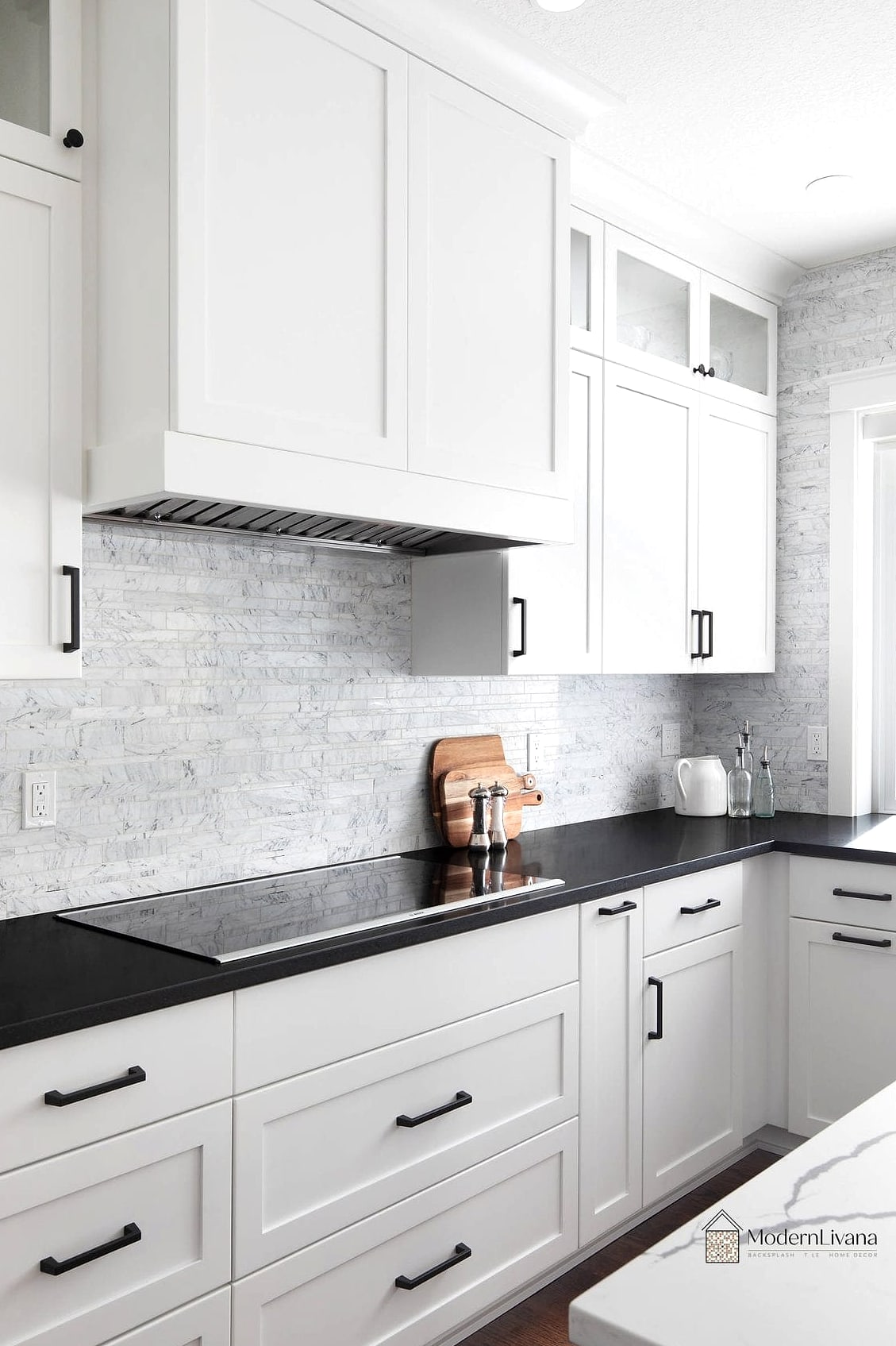 White Marble Slab Backsplash