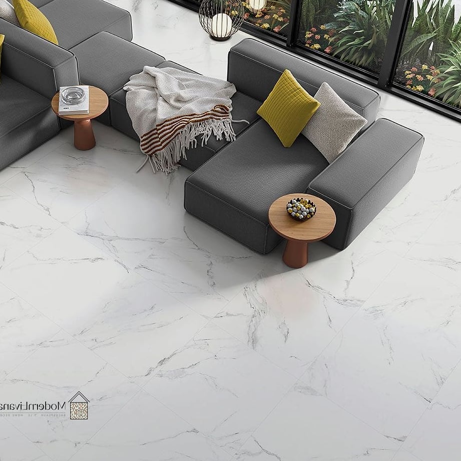 White Marble-Look Porcelain Tile