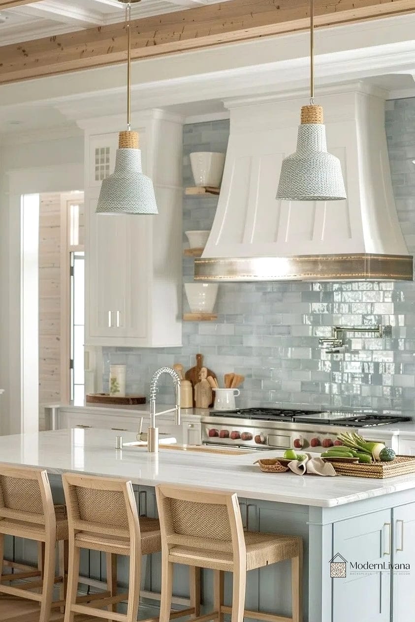 White Mosaic with Blue Details