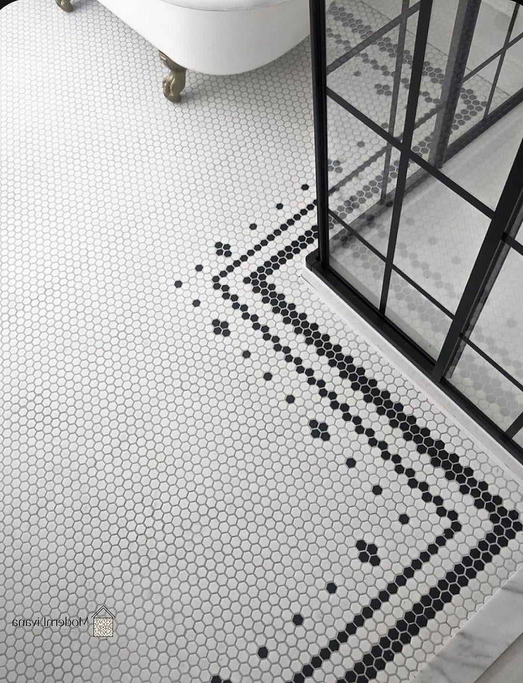 White Penny Tile Entryway