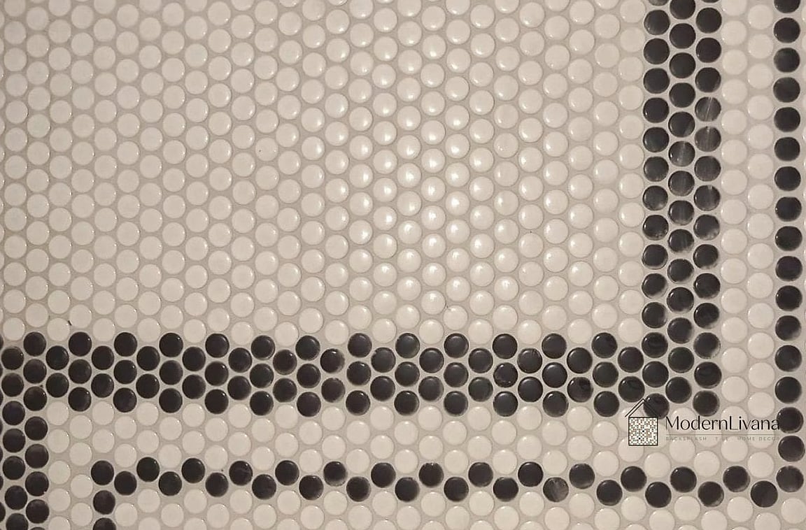White Penny Tile with Soft Under-Cabinet Lighting