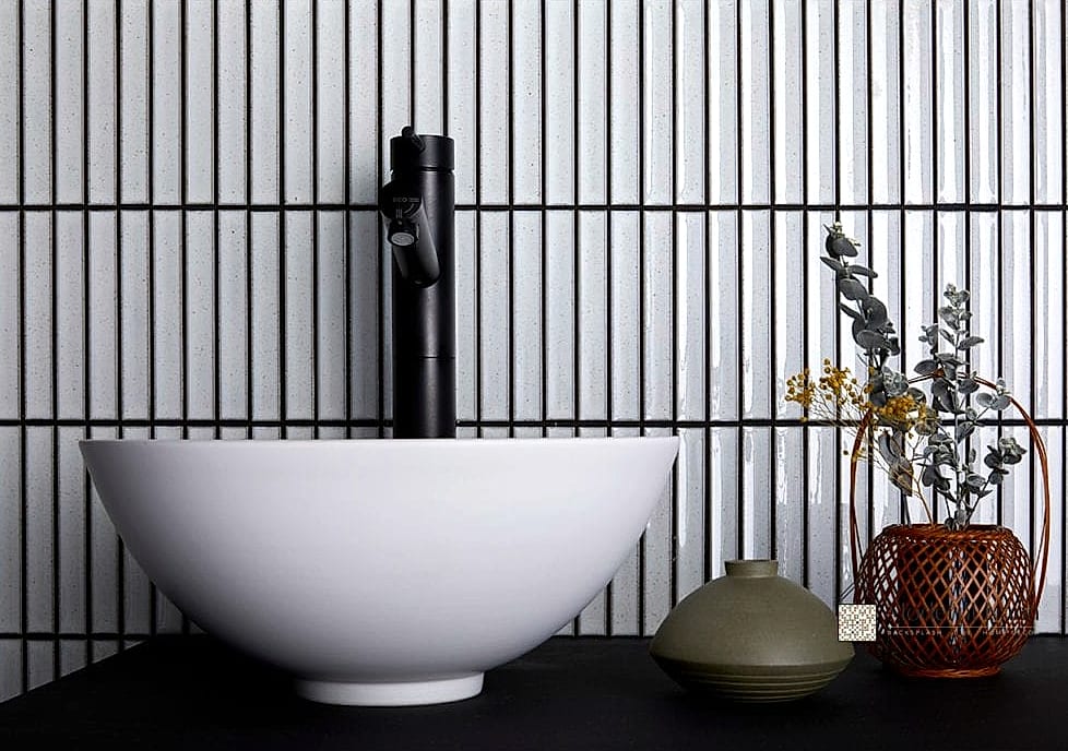 White Porcelain with Black Grout