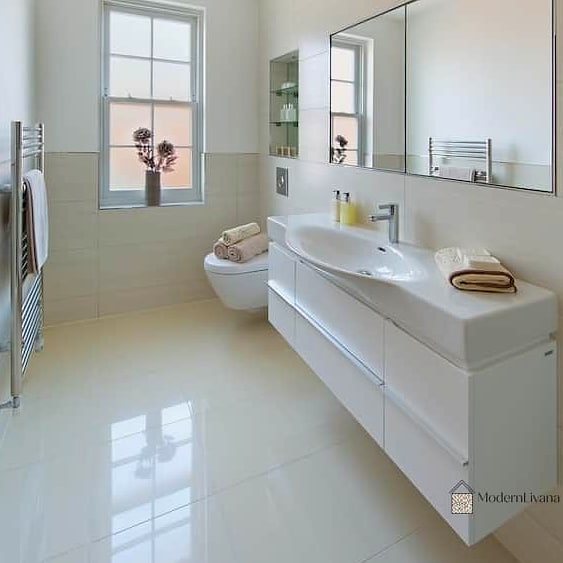 White Porcelain Tile in Small Bathrooms