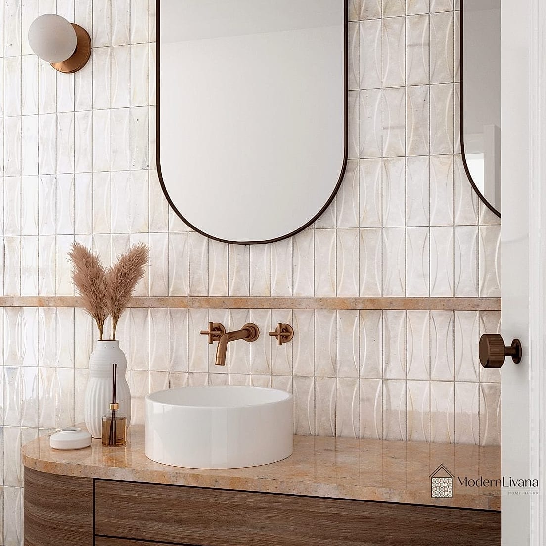 White Porcelain Tile with Soft Neutral Decor