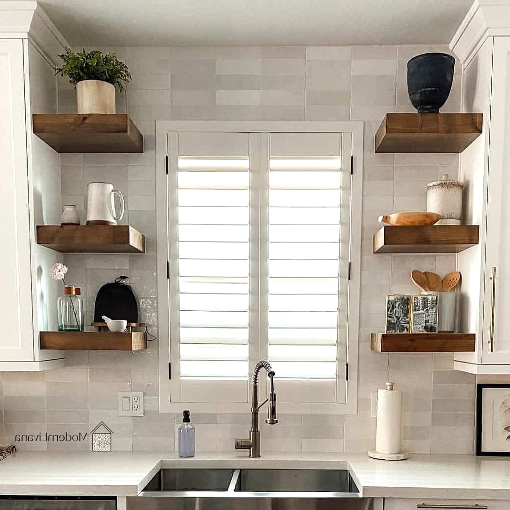 27 White Quartz Backsplash Ideas for Every Home Style and Budget 21 White Quartz with Floating Shelves