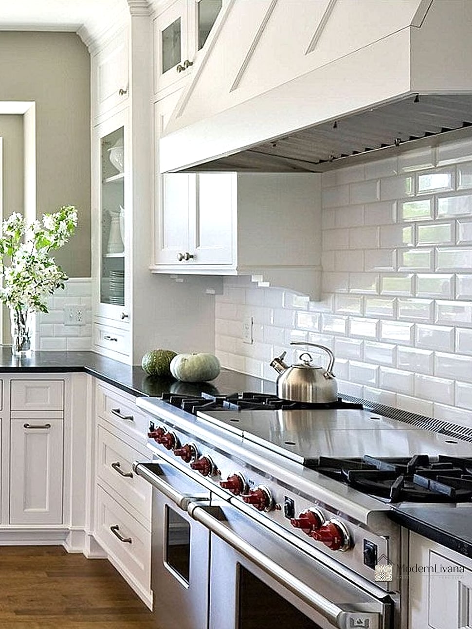 White Subway Tile with Dark Grout