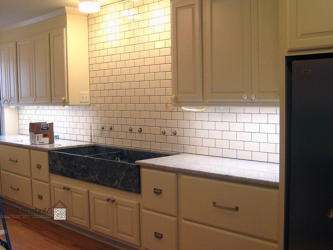 White Subway Tile with Matching Grout