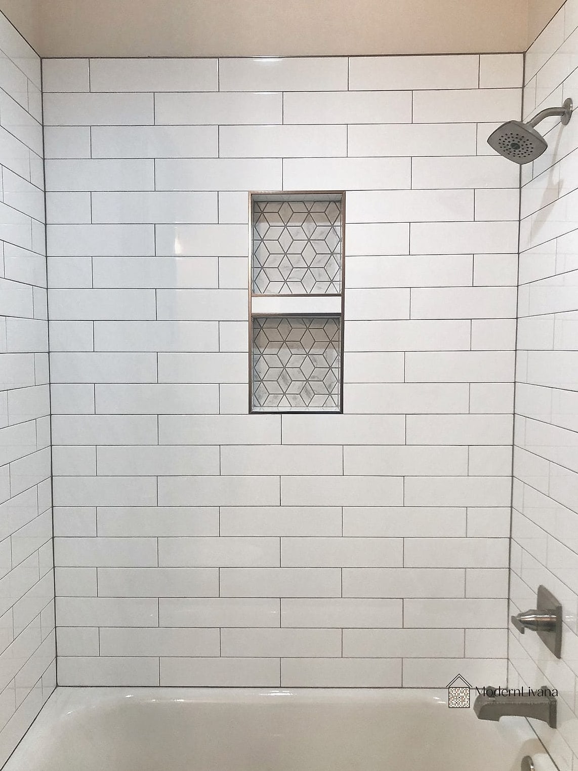 White Subway Tile Shower Surround