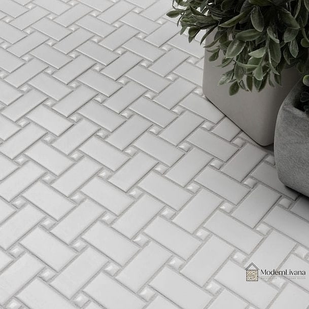 White Tile with Basketweave Pattern