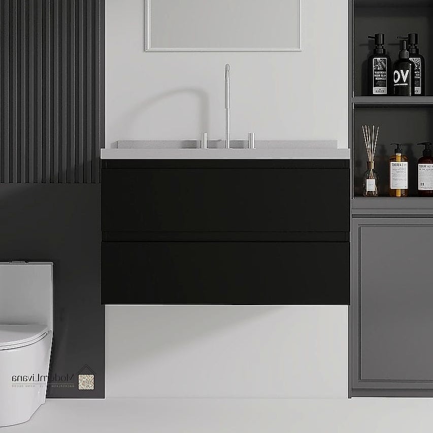 White Walls with a Black Vanity