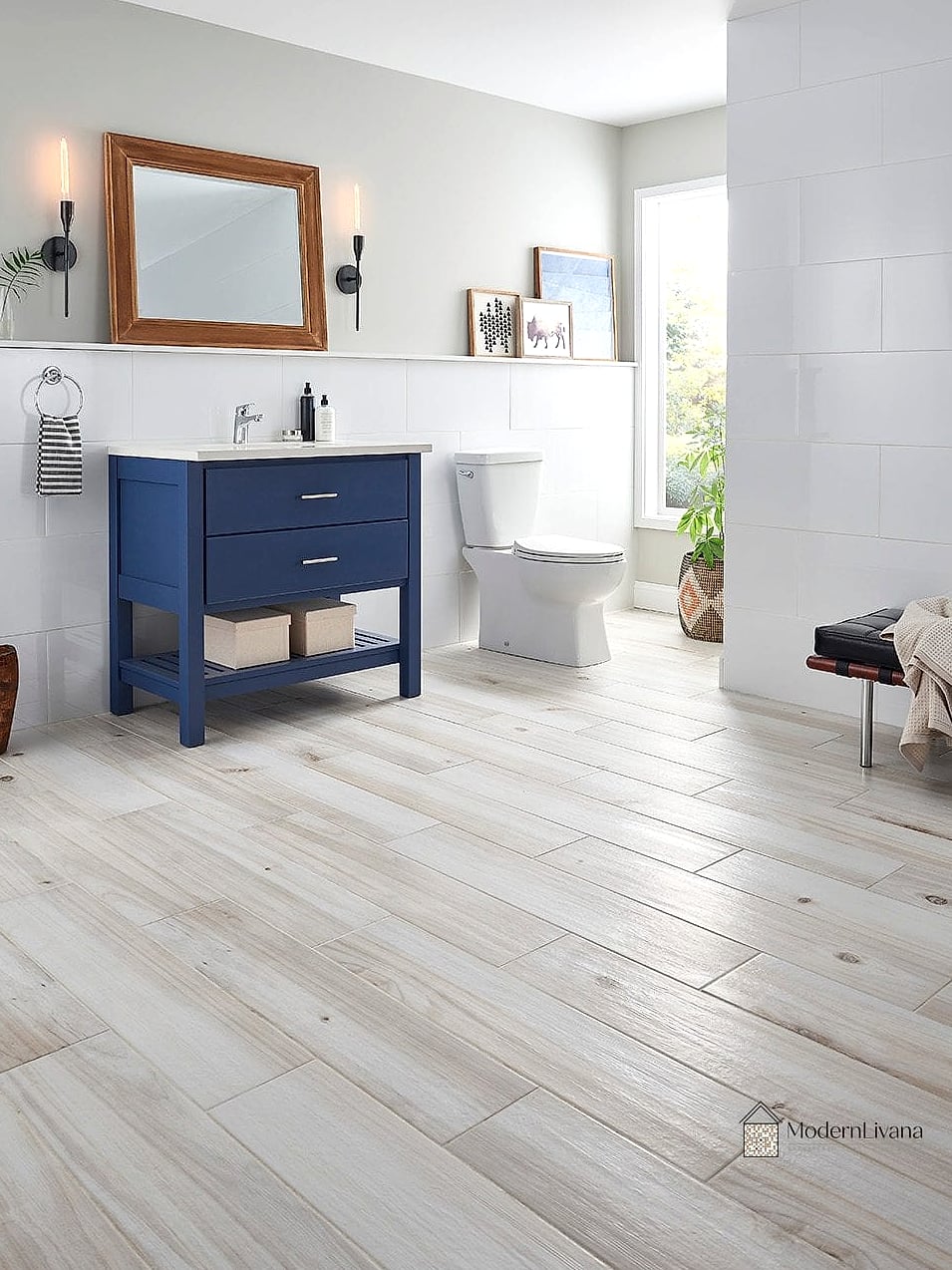 White Wood-Look Porcelain Tile