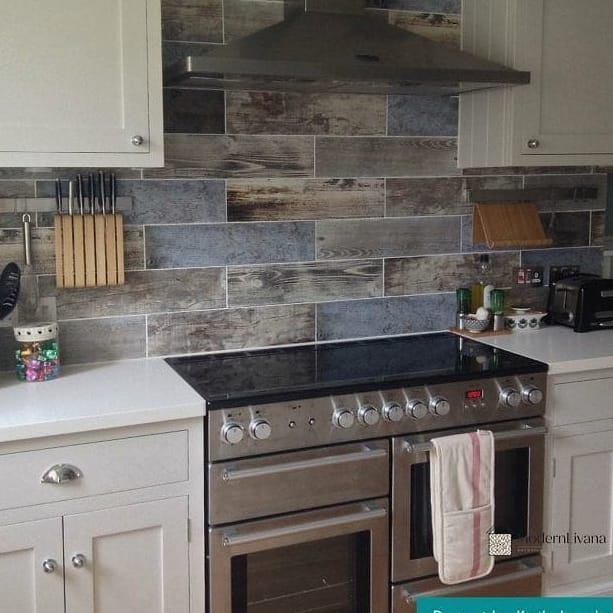Wood-Look Porcelain Tile Backsplash