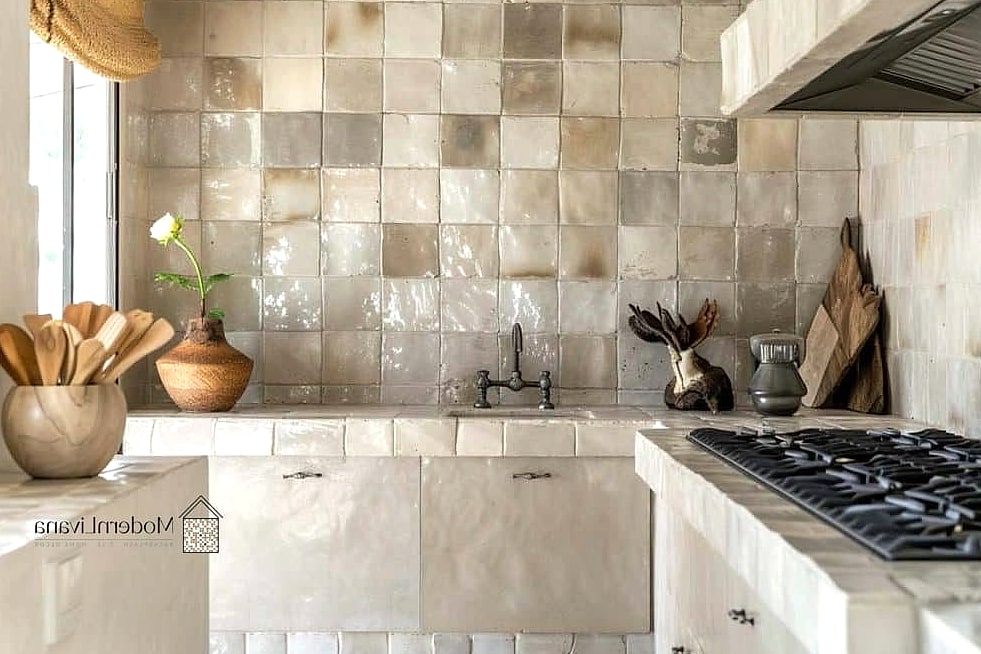 Zellige-Inspired Stone Tile with Handmade Texture