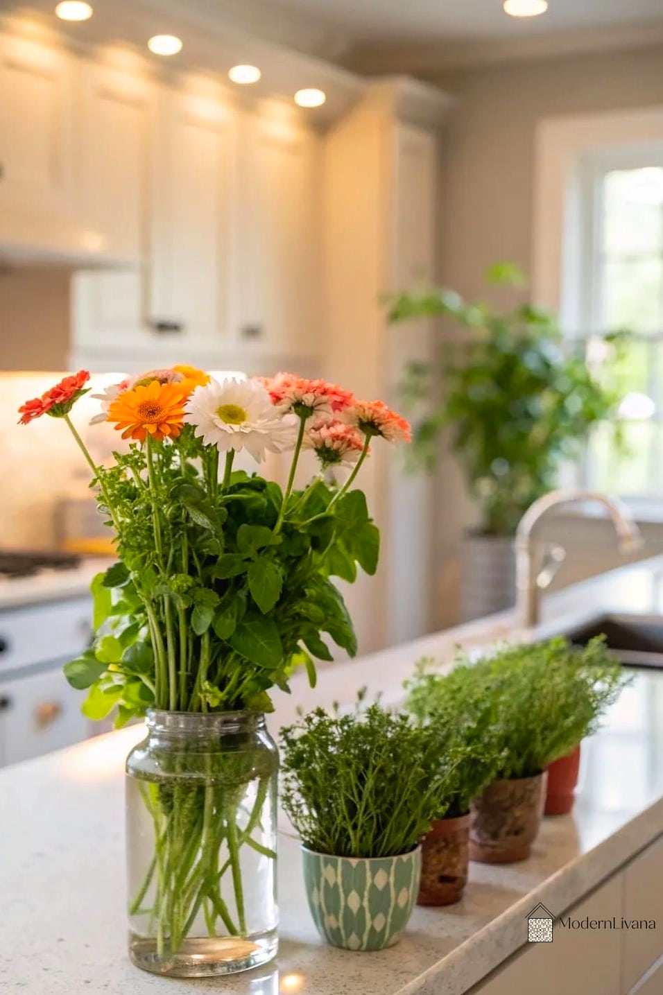 Add Greenery on the Counter or Windowsill