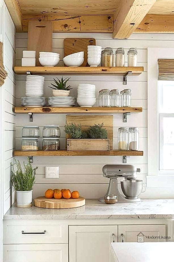 Add Open Shelving with a Wood Ledge