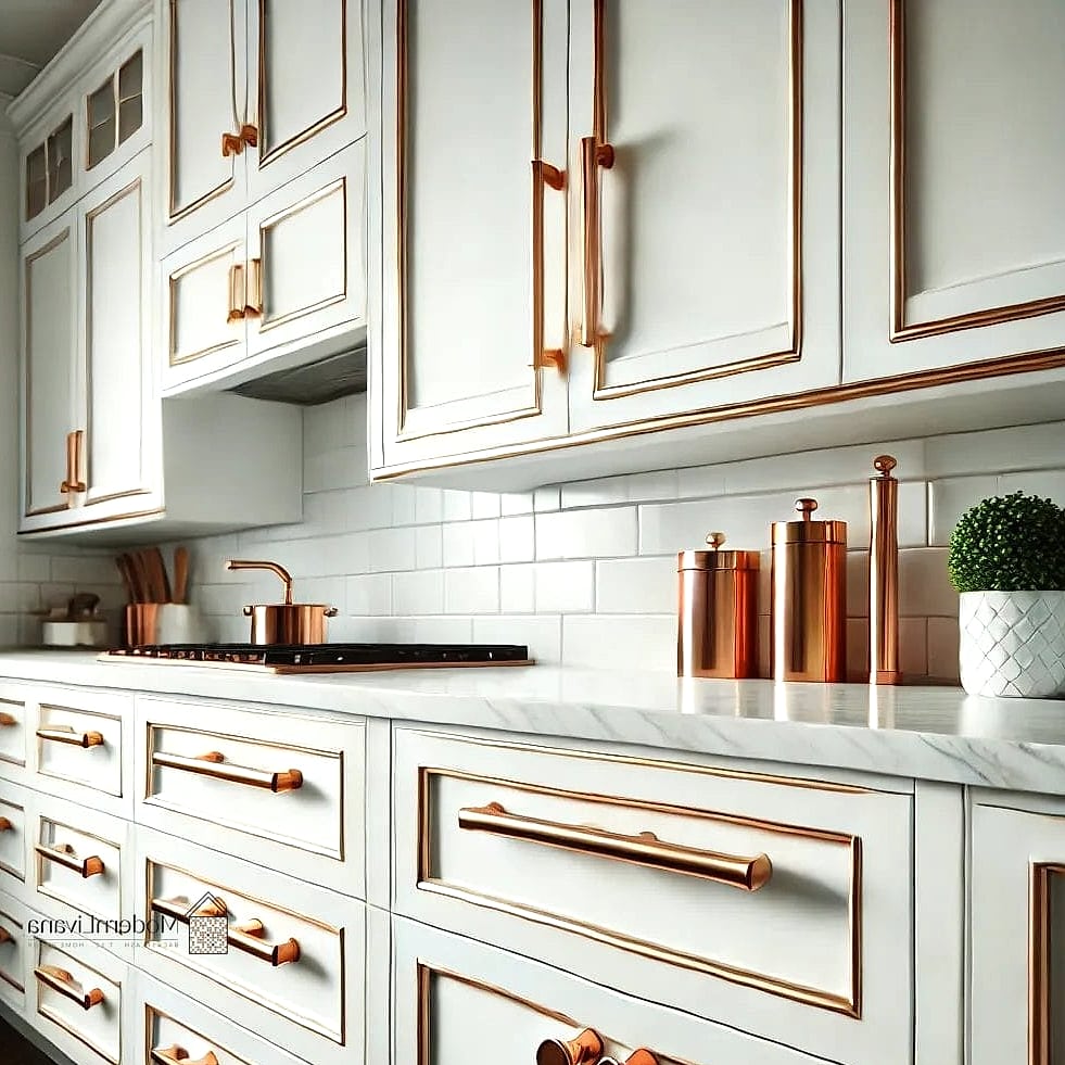 28 Hardware for White Cabinets Ideas That Will Change How You See Your Home 27 Aged Copper for a Warm, Rustic Touch