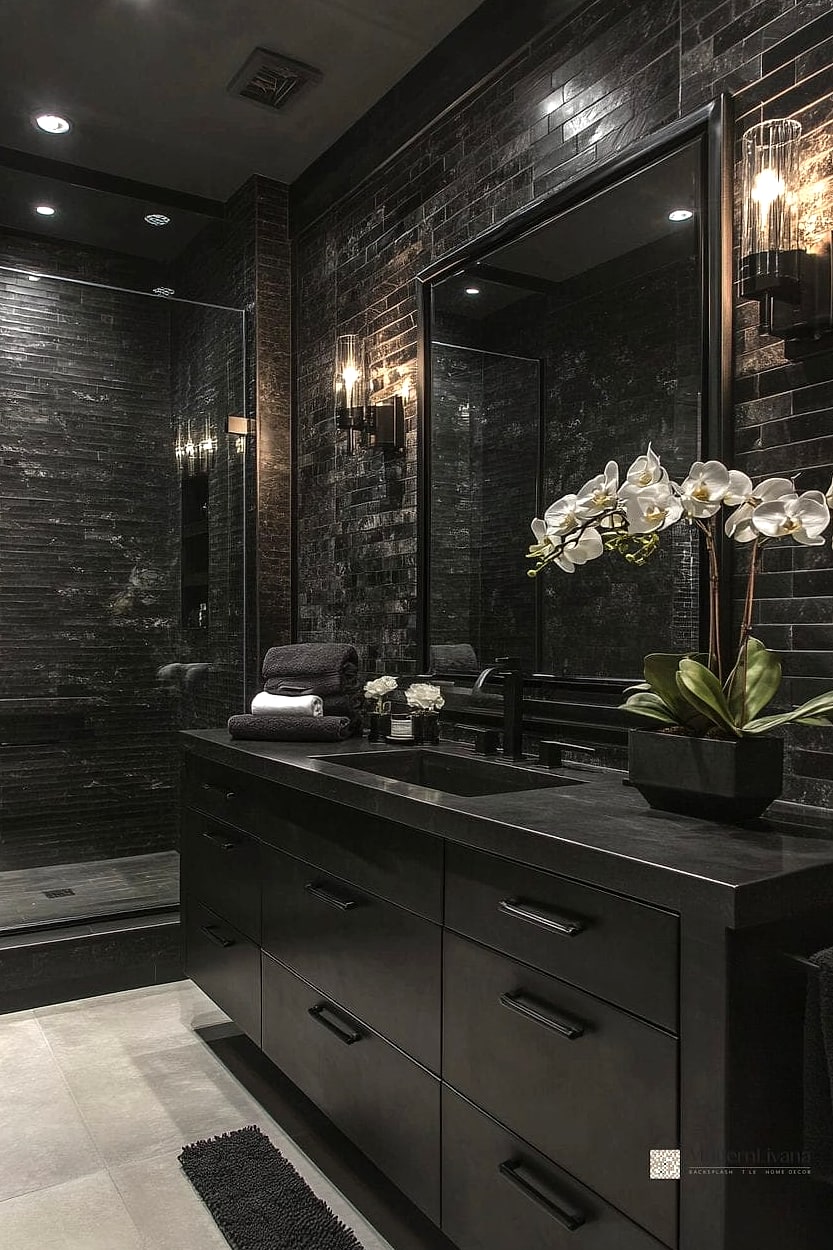 All-Black Spa-Inspired Primary Bathroom