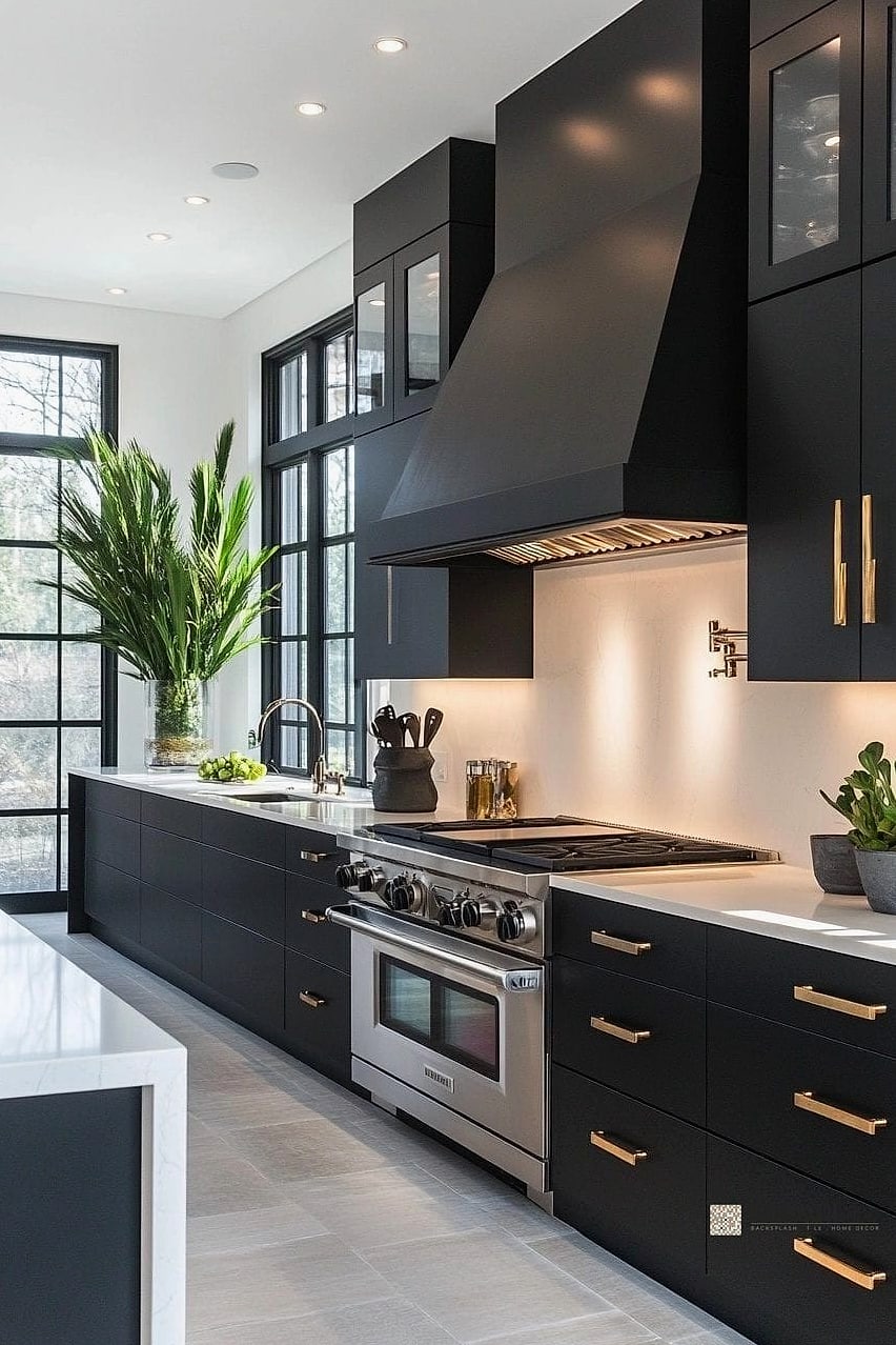 30 Black Kitchen Ideas You'll Want to Save Right Now 13 All-Black Kitchen with Black Walls